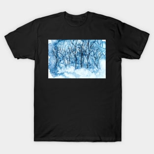 Abstract Winter Forest with Falling Snow T-Shirt